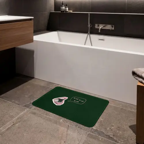 Illustratie - Mond - Donkergroen - Tekstwolkje Badmat klein -sfeer3