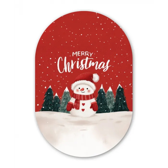 Kerstgroet - Sneeuw - Rood Wandcirkel Ovaal Forex klein -3d