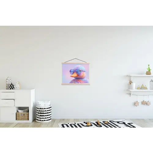 Eend - bril - Pastel textielposter latten blank klein -kinderkamer