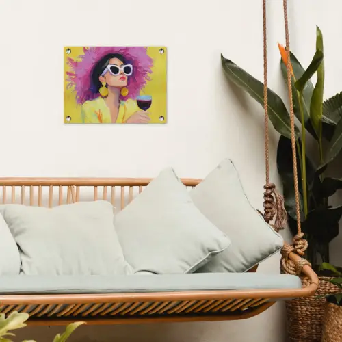 Vrouw - Hoed - Paars - Wijn tuinposter los doek klein -sfeer7