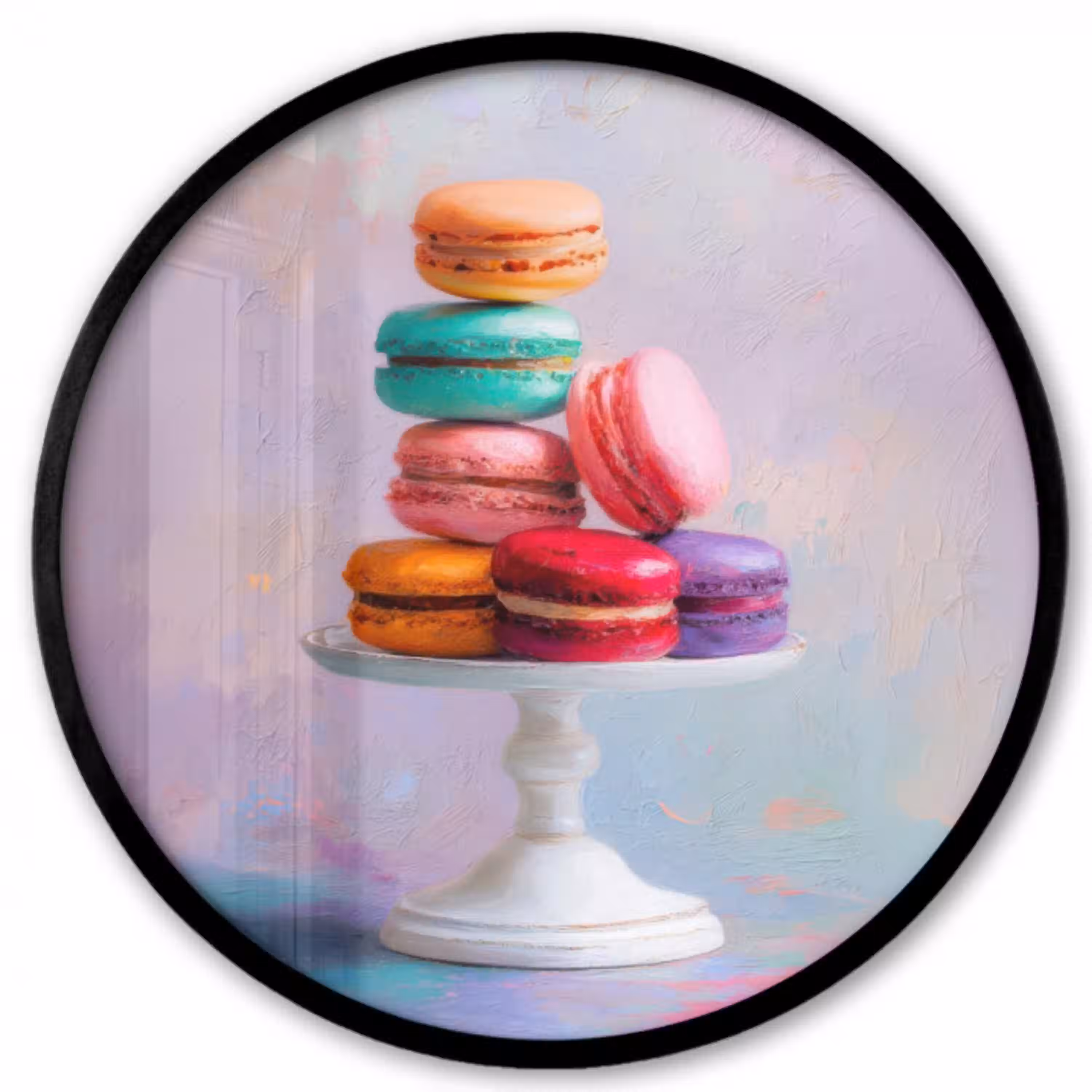 Macarons - Schaal - Pastel - Kleurrijk Fotolijst rond zonder passe partout klein -3d
