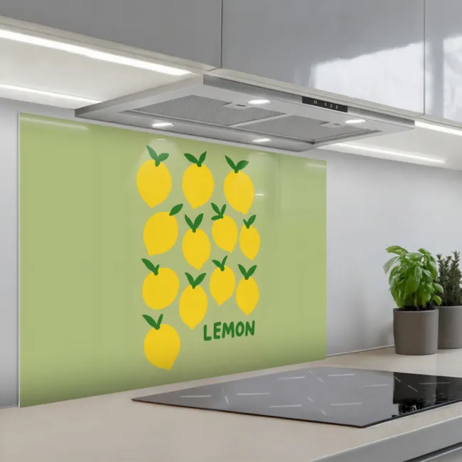 Fond de hotte - Citrons - Feuilles - Jaune - Motif