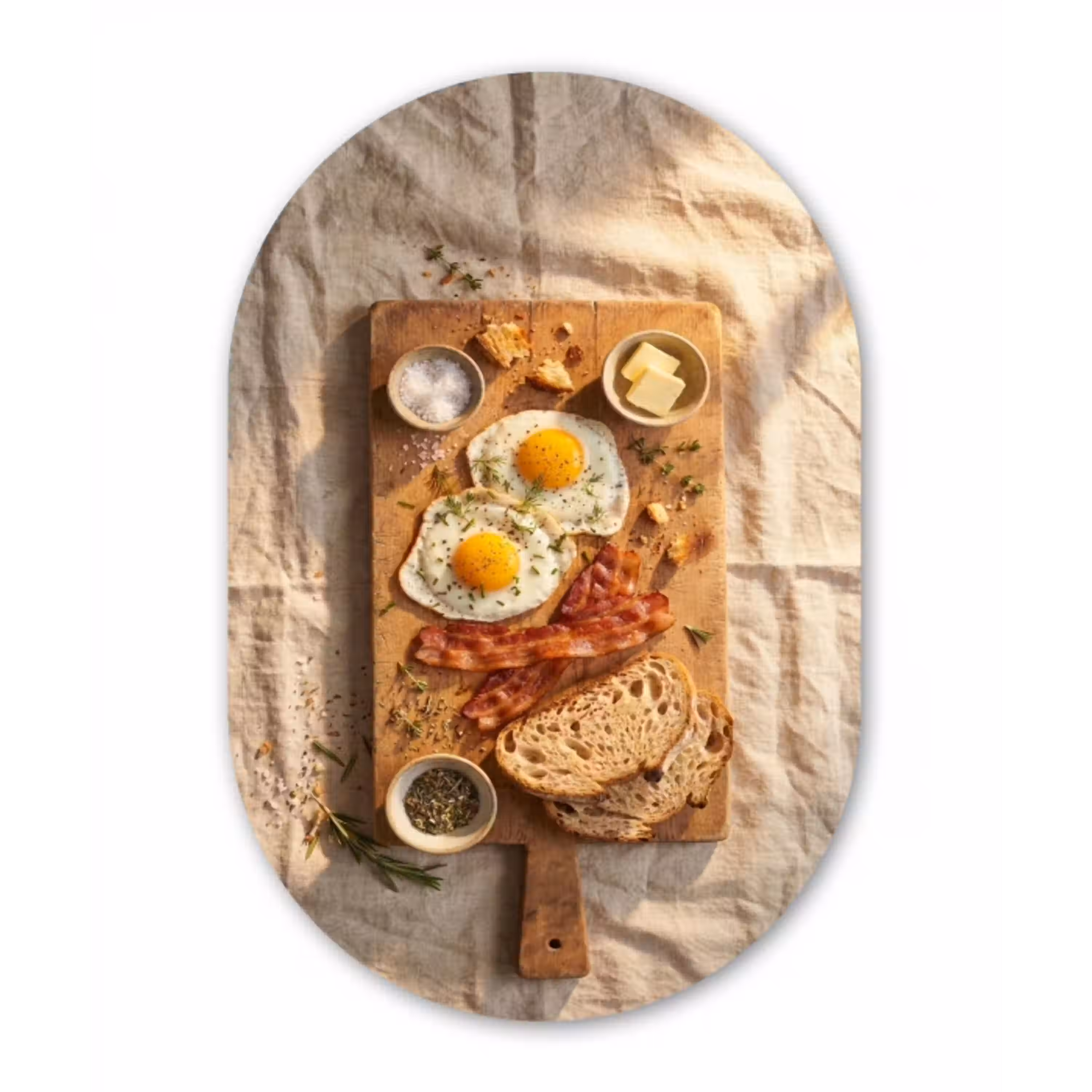 Eten - Ontbijt - Hout - Rustiek - Geel Wandcirkel Ovaal Forex klein -3d