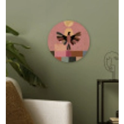 Illustratie - Vogel - Vlakken - Kleurrijk Wandcirkel kunststof plaat 5mm dik klein -sfeer3