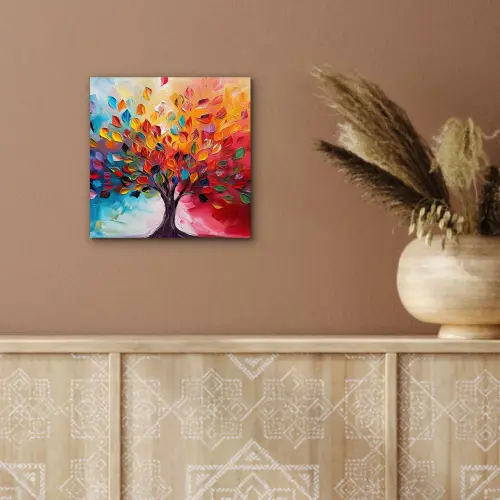 Boom - Levensboom - Kleurrijk - Abstract aluminium wit klein -sfeer4