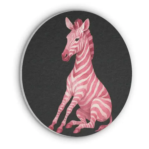 Zebra - Roze - Gestreept Akoestische PET Vilt - Rond klein -3d