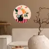 Vaas - Bloemen - Vlinder - Rood Wandcirkel behangsticker klein -sfeer1