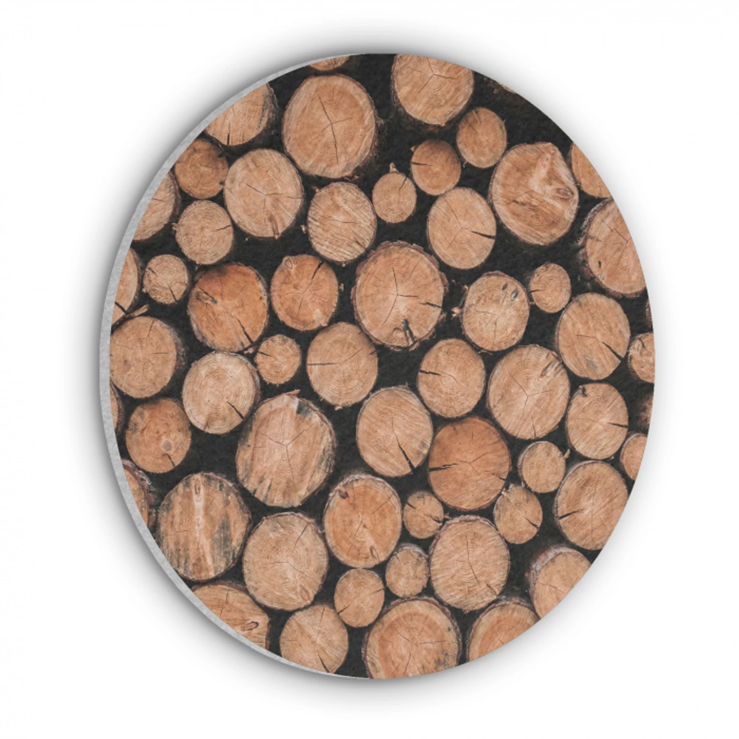 Houtblokken - Textuur - Patroon - Bruin - Rustiek Akoestische PET Vilt - Rond klein -3d