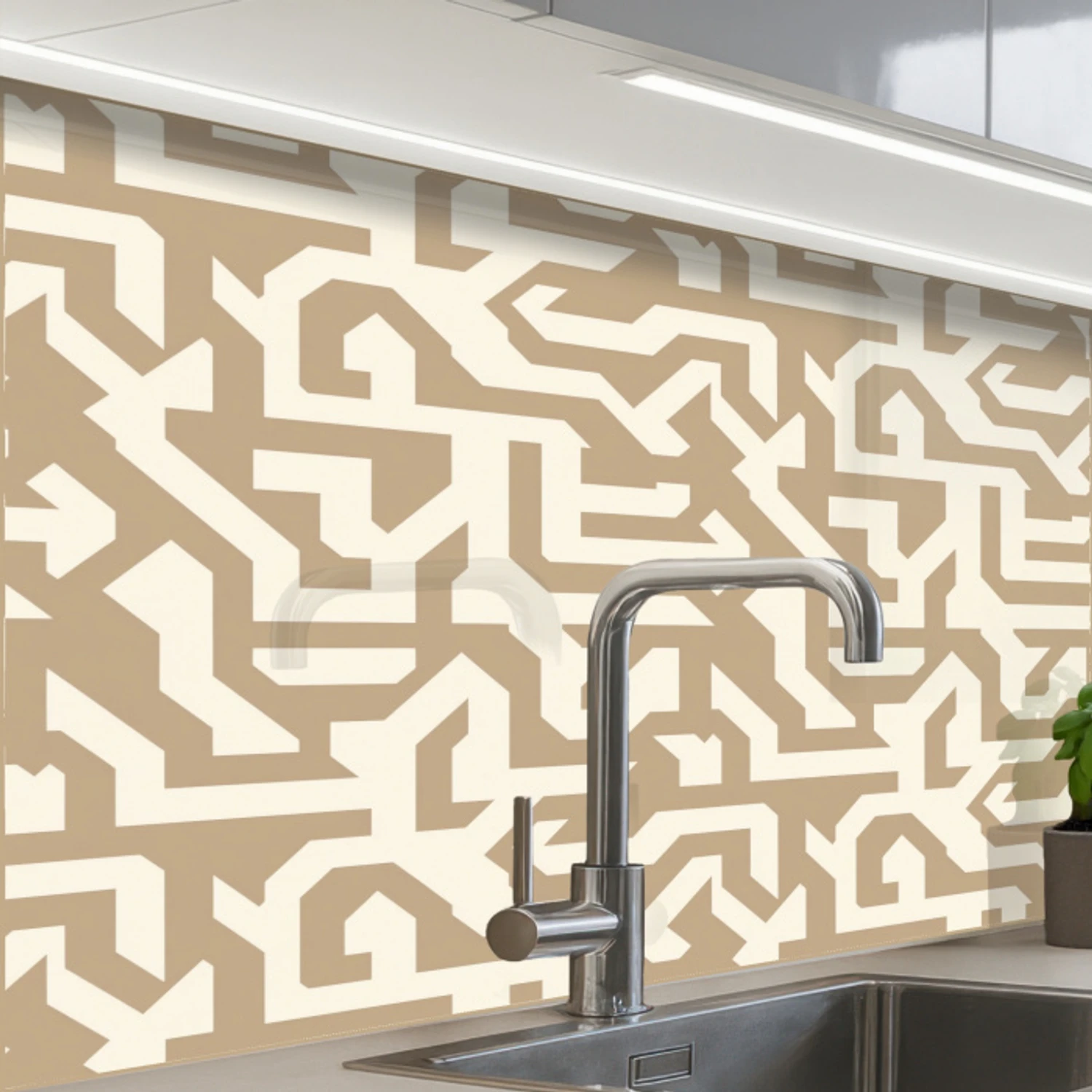 Modern - Abstract - Beige keuken achterwand 2 middel 865 -zzzz3d_schuin