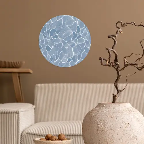 Abstract - Blauw - Bladeren Wandcirkel behangsticker klein -sfeer1