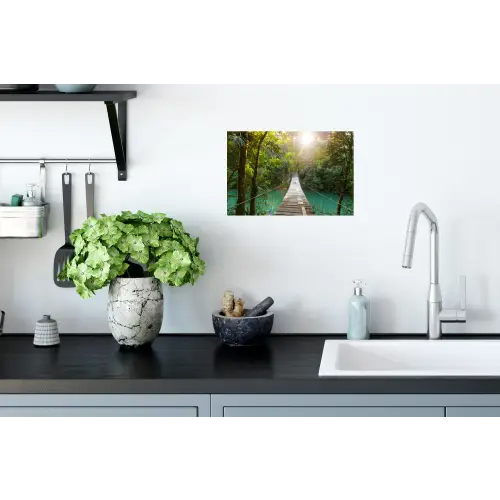 Jungle - Water - Brug - Natuur - Planten Muursticker klein -keuken