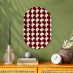 Rood - Tegelpatroon - Crème Wandcirkel Ovaal Forex klein 630 -sfeer2