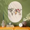 Wereldkaart - Bloemen - Roze Wandcirkel Ovaal Glas middel -sfeer2