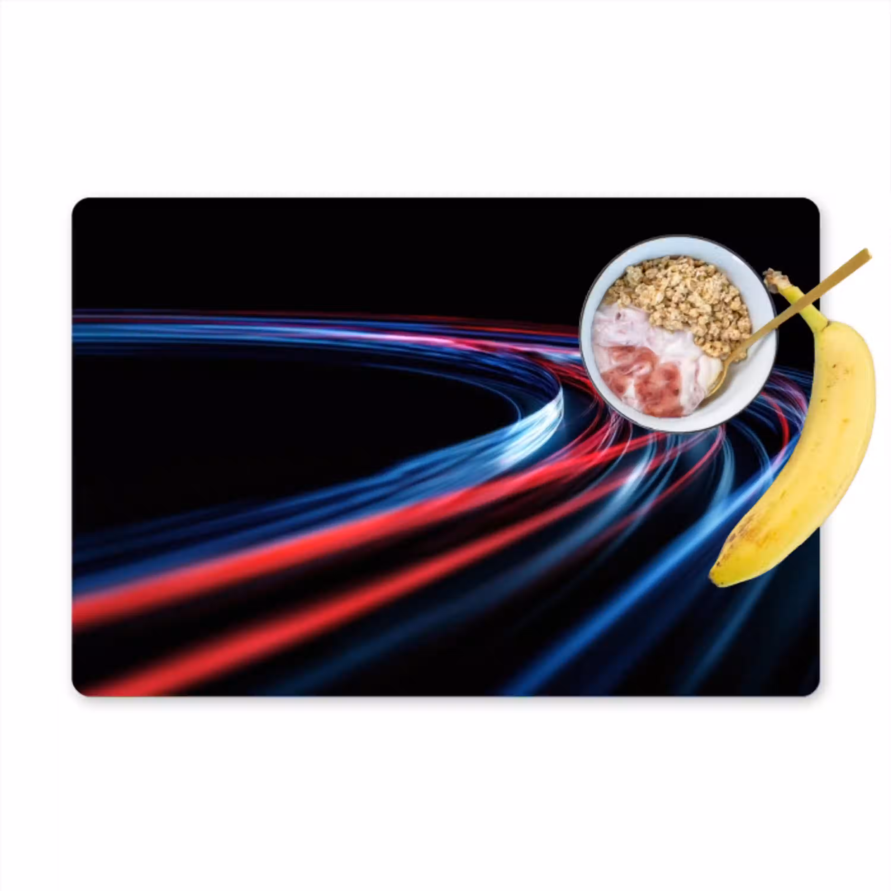 Gaming - Lichtbanen - Golvend - Rood Placemat vinyl groot -zzzproduct_Kitchenyeah-website