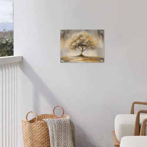 Schilderij - Boom - Abstract - Bladeren tuinposter los doek klein -sfeer8