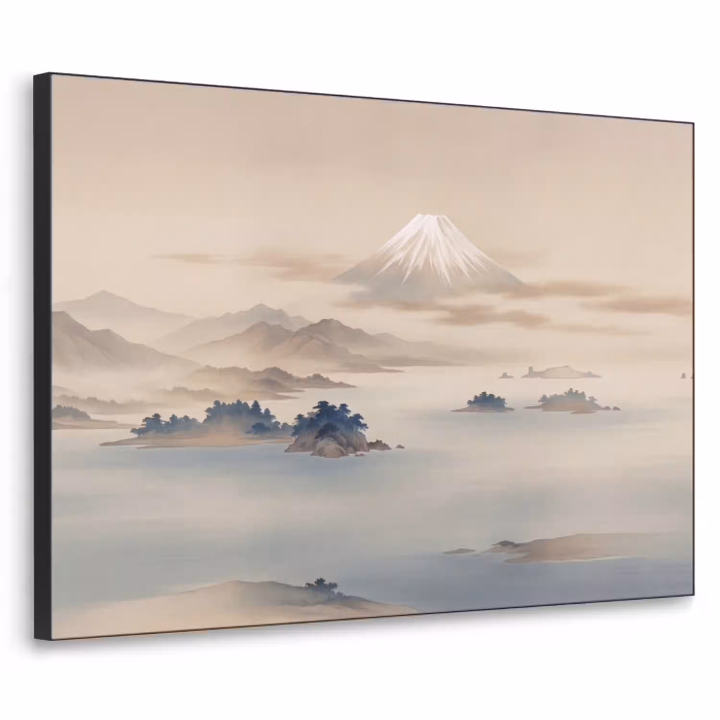 Japans - Landschap - Beige Textielframe zwart klein -3d