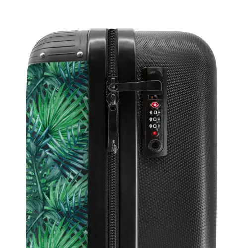 Palm bladeren monstera patroon groen NBS - Handbagage koffer - Volwassenen Unisex middel -slot