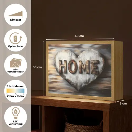 Home - Hart - Houtlook - Liefde Light Box met batterij (Wandlamp) middel -USP_websiteoverzichtNL