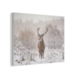 Edelhert - Bos - Sneeuw - Winter - Majestueus PET vilt klein -3d