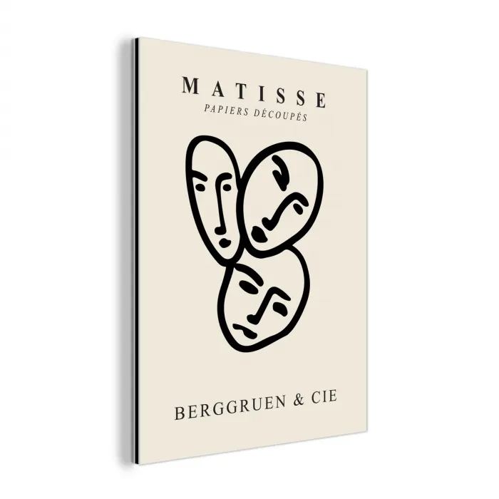 Matisse - Gezicht - Portret - Zwart aluminium wit klein -3d