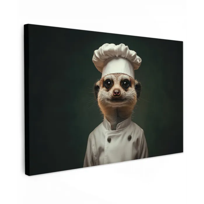 Dier - Kok - Stokstaartje Tuinposter op houten frame 2 cm dik klein -3d