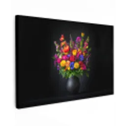 Felgekleurd - Bloemen - Vaas Tuinposter op houten frame 2 cm dik klein -3d