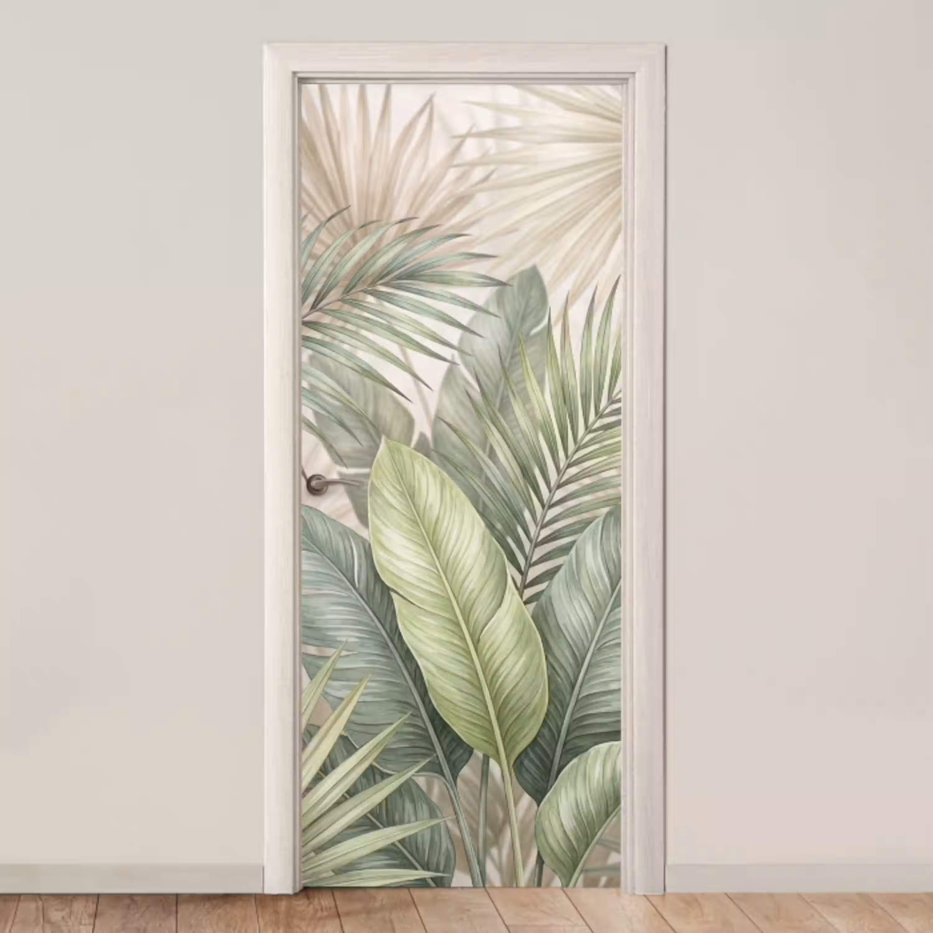 Planten - Tropisch - Bladeren - Groen - Natuur deurposter klein -3d_beige