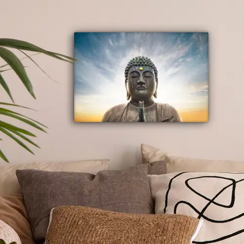 Boeddha hoofd - Buddha - Lucht - Spiritueel - Meditatie canvas 2cm klein -sfeer1