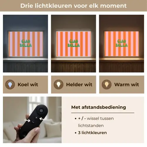 Strepen - Oranje - Verticaal - Ciao bella Light Box met batterij (Wandlamp) middel -USP_lichtkleurNL