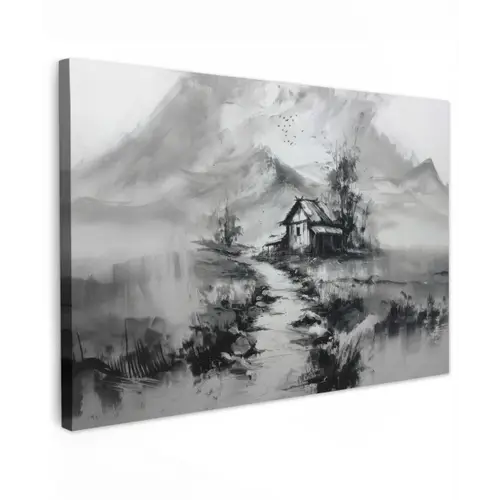 Hut - Grijs - Bergen - Mistig canvas 2cm klein -z3d