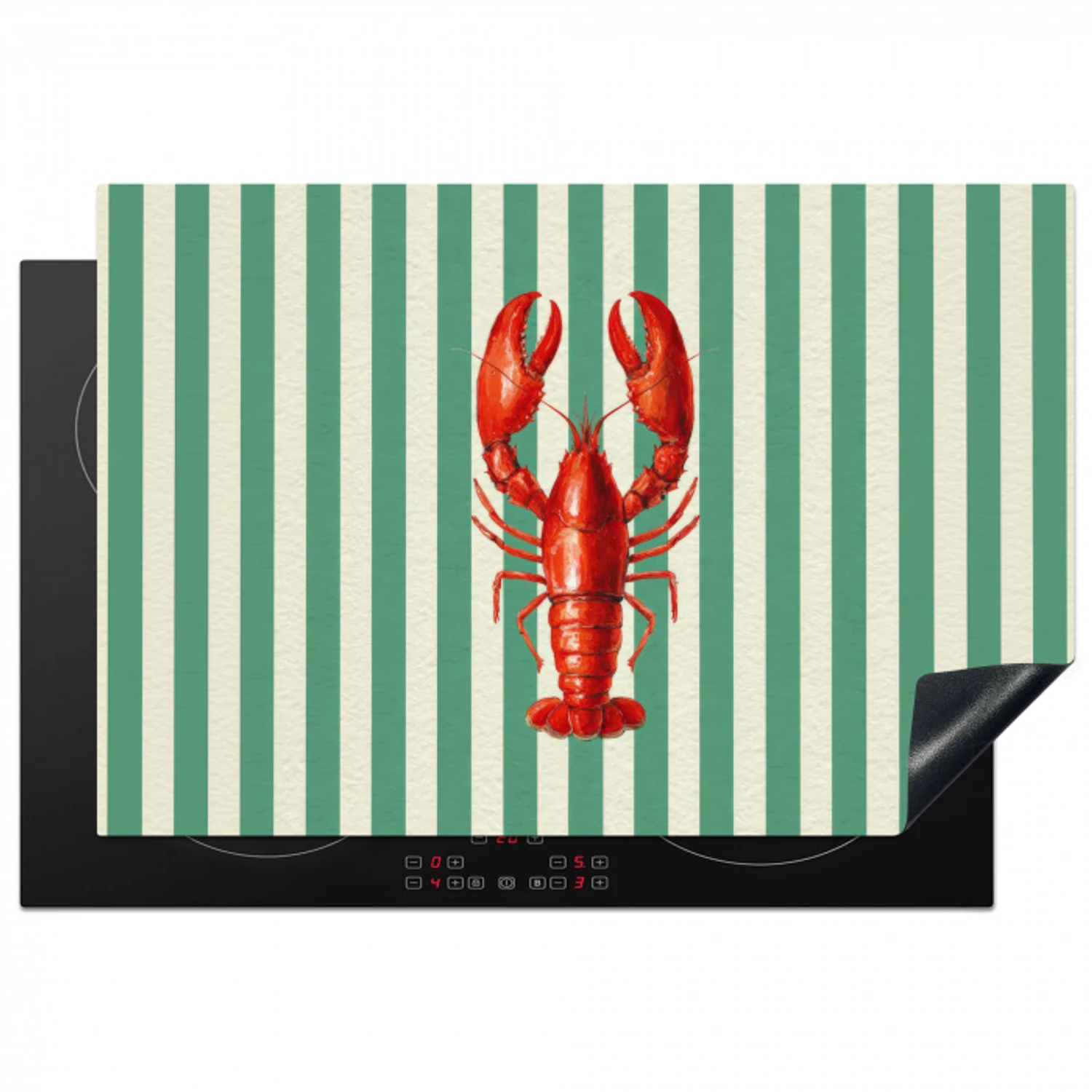 Kreeft - Strepen - Realistisch - Zomers Inductie beschermer vinyl 3mm klein -3d