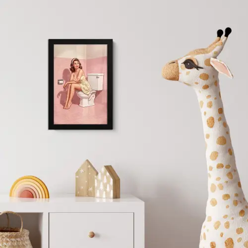 Roze - Retro - Vrouw fotolijst zwart zonder passe partout klein -usfeer4_kinderkamer