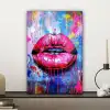 Graffiti - Lippen - Felroze - Geschilderd canvas 2cm klein -sfeer6