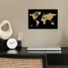Wereldkaart - Beige - Zwart poster papier klein -sfeer1