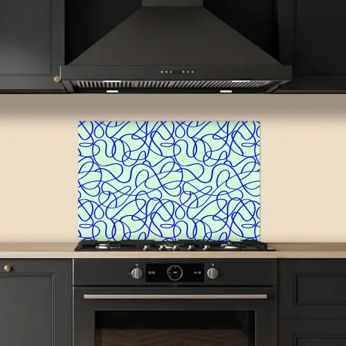 Mint - Blauw - Lijnen - Abstract keuken achterwand spatscherm klein 900 -sfeer1