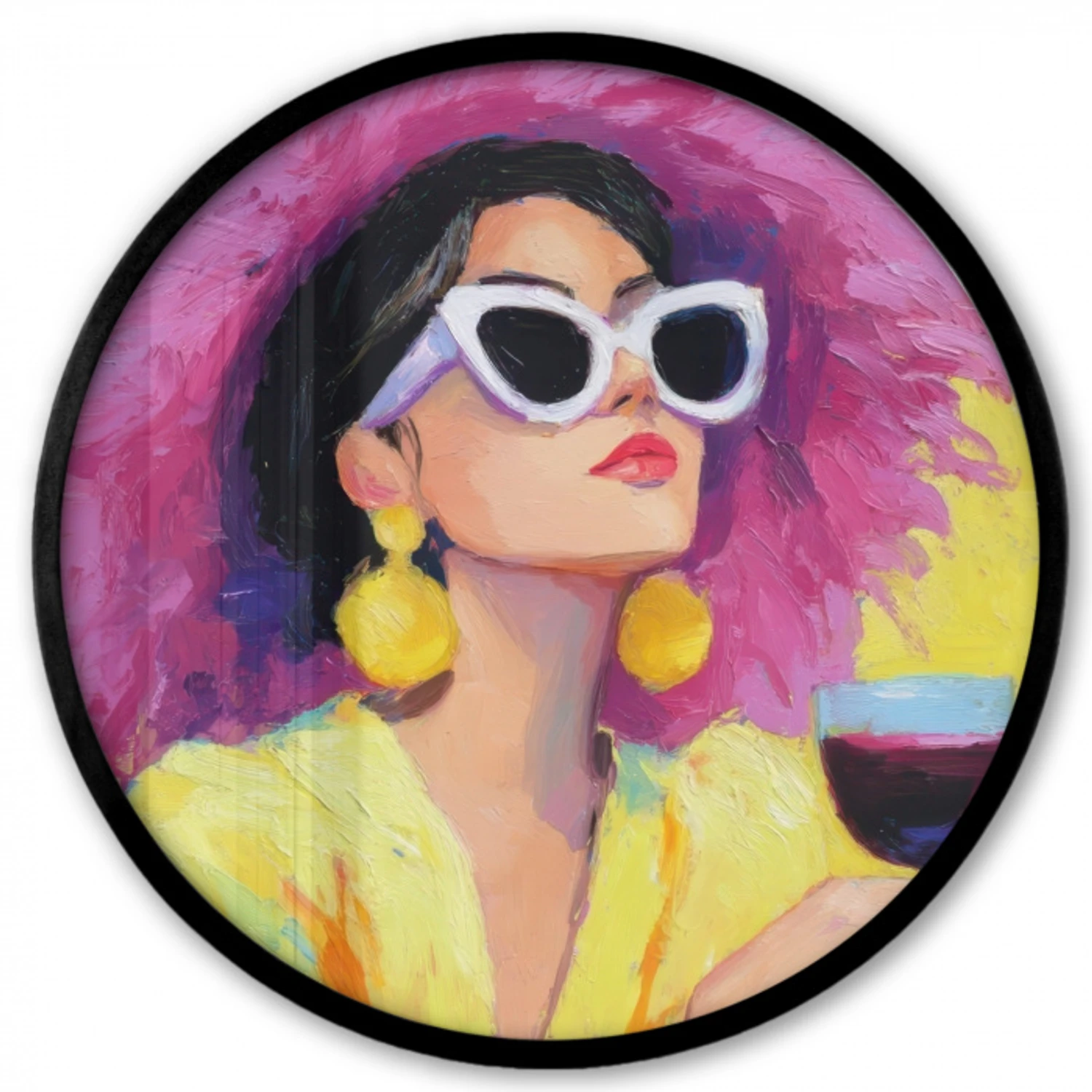 Vrouw - Hoed - Paars - Wijn Fotolijst rond zonder passe partout klein -3d