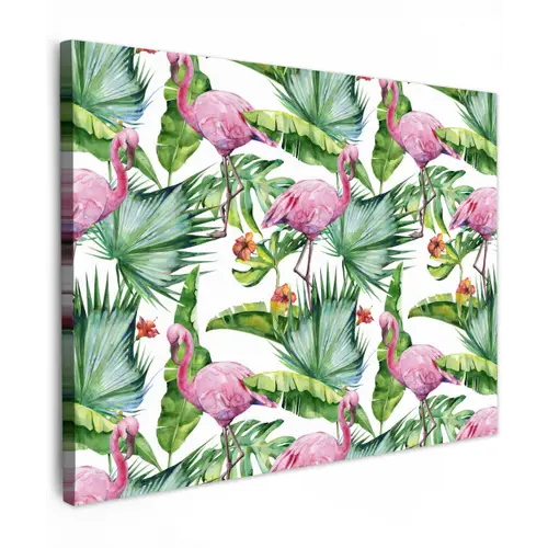 Inductie beschermer - Bladeren - Flamingo - Jungle - Inductiemat Tuinposter op houten frame 2 cm dik klein -3d