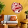 Aardbei - Taart- Eten - Roze Wandcirkel Organisch Aluminium middel -sfeer4