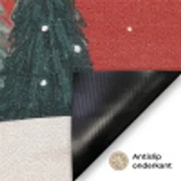 Kerstgroet - Sneeuw - Rood Deurmat klein -antislip_NL