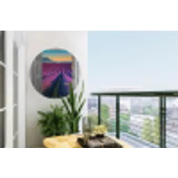 Lavendel - Zomer - Doorkijk - Bloemen Wandcirkel tuinposter met ringen klein -buiten1
