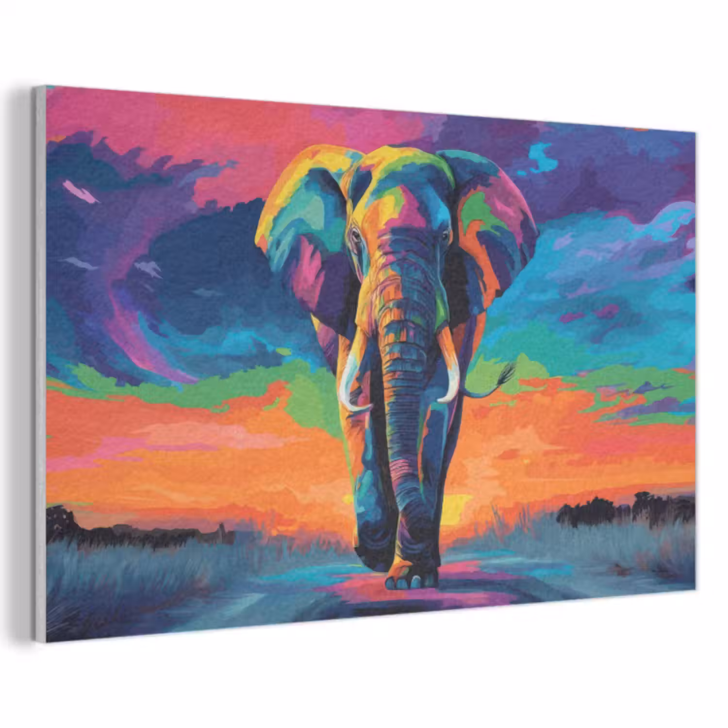 Akoestisch schilderij - Olifant - Kleurrijk - Lucht - Abstract