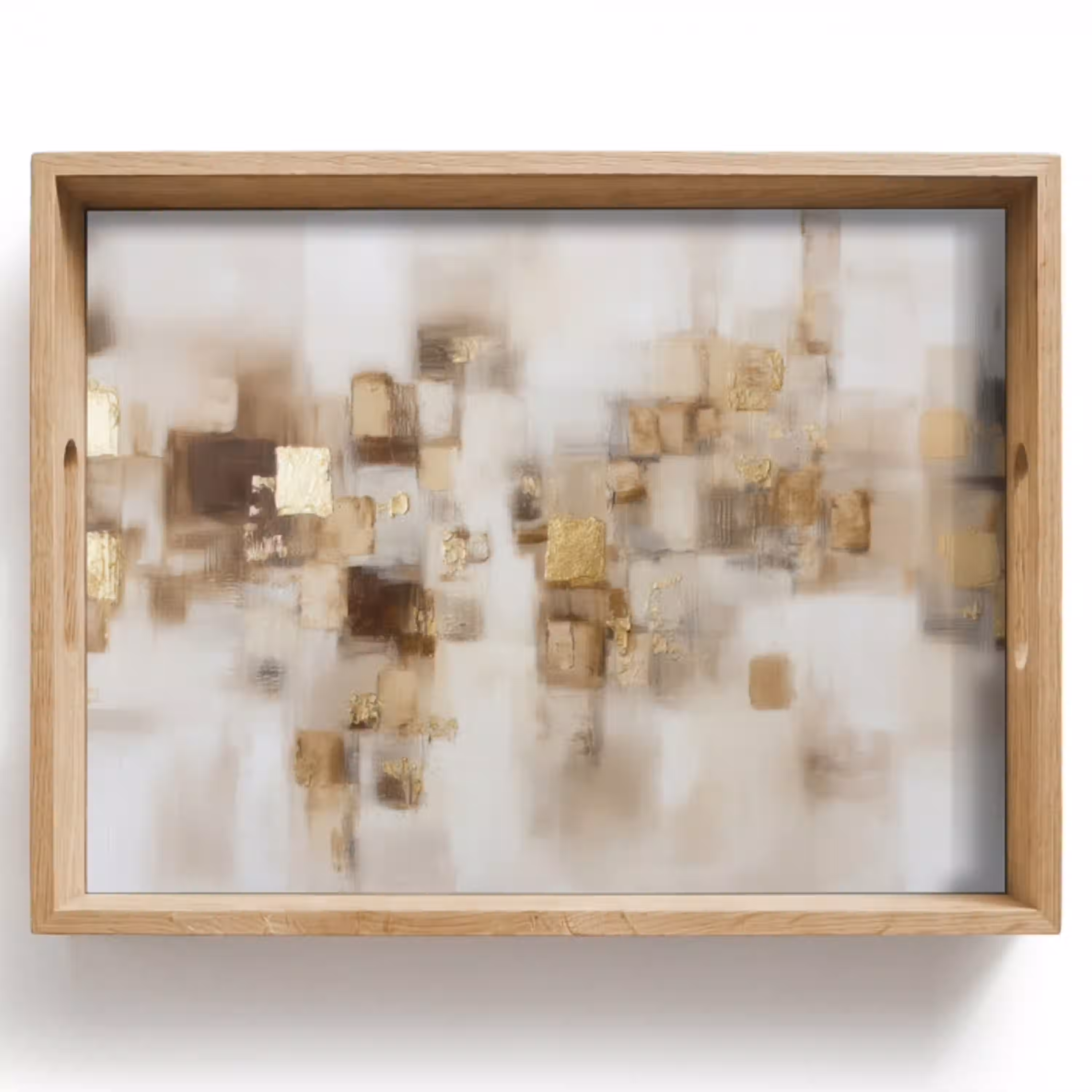 Abstracte vierkanten - Aardetonen - Mistig Dienblad Rechthoek middel -z3d_shopping