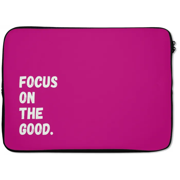 Focus on the good - Roze - Simple laptophoes neopreen klein -zkaufland3dotto