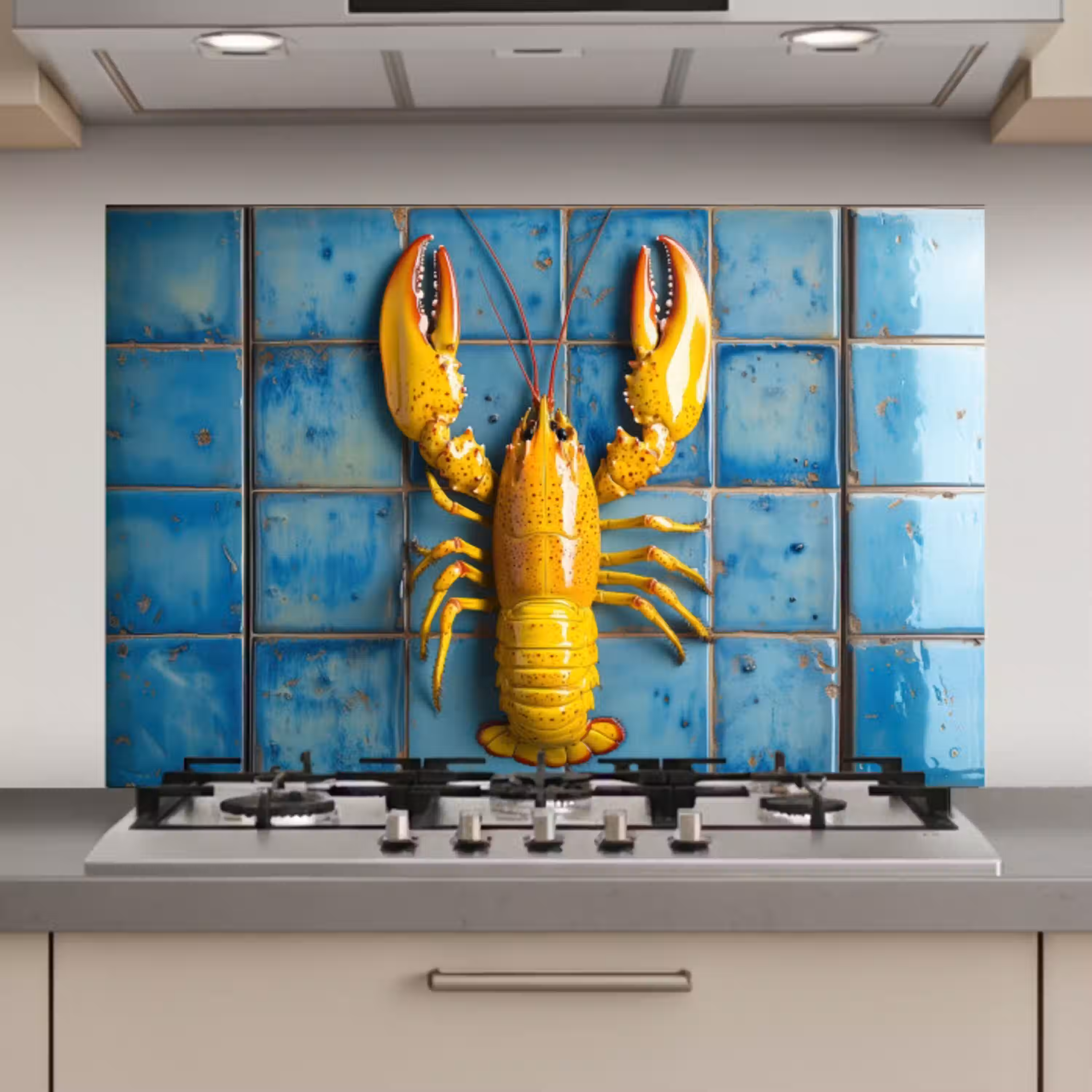 Kreeft - Geel - Blauw - Tegels keuken achterwand spatscherm klein -3d_website
