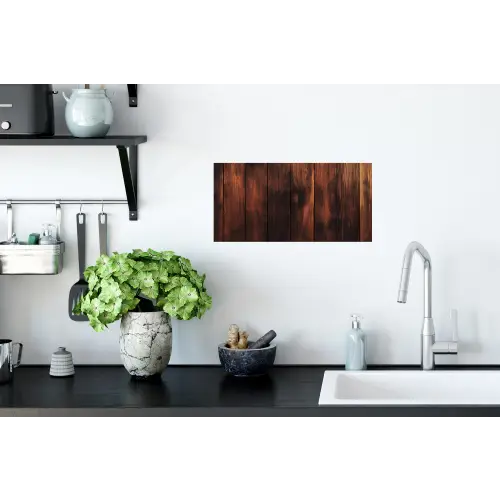 Hout - Planken - Vintage - Donkerbruin Muursticker klein -keuken