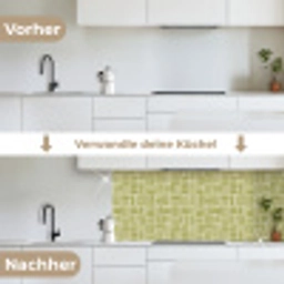Vlecht - Patroon - Groen keuken achterwand 2 middel 871 -voor-na_DE