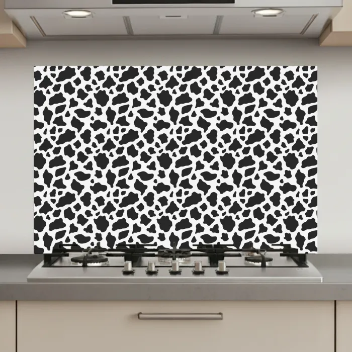 Koe - Vlekken - Patroon - Zwart keuken achterwand spatscherm klein 900 -3d_website