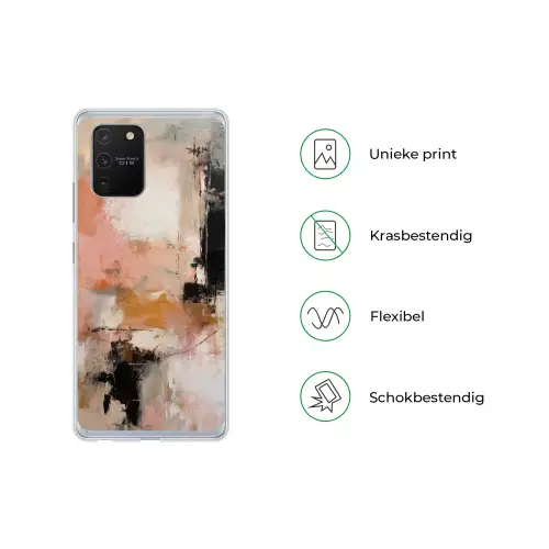Kunst - Abstract - Beige - Verf Telefoonhoesje Samsung Galaxy S10 Lite klein -specsS10Lite