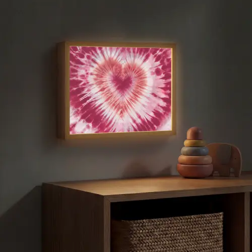 Hartvorm - Roze - Tie dye Light Box met batterij (Wandlamp kind) middel -sfeer5_kind