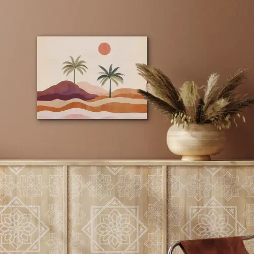 Palmbomen - Abstract - Zon - Heuvels PET vilt klein -sfeer4